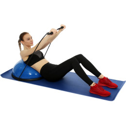 Полусфера BOSU гимнастическая, 58см., (серая) в комплекте с эспандером и насосом (B31659) BOSU044-18